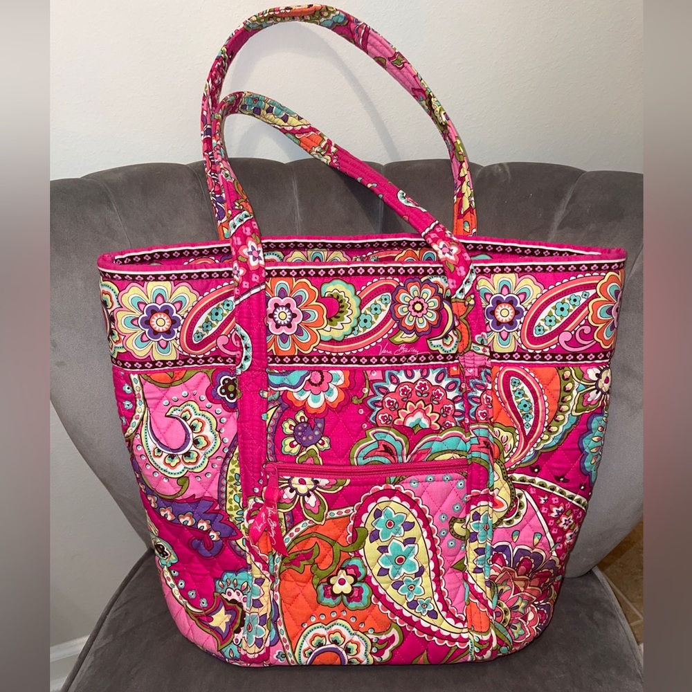 ✅ Vera Bradley Retired "Pink Swirls" Large Tote Handbag Pink Purple